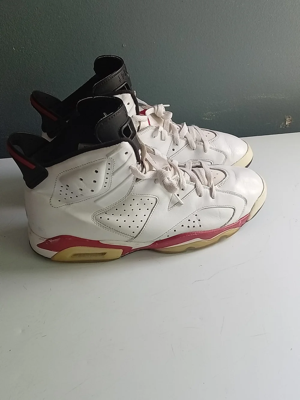 Jordan 6 Retro White Varsity Red Basketball Shoes 384664-102 High Top Mens